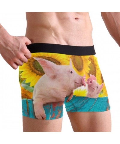 Men's Boxers Briefs Men Boxer Shorts Mens Trunks Tropical Surfing with Palm Trees - Sunflower Pig Hanging on Fence - CT194I9Z...