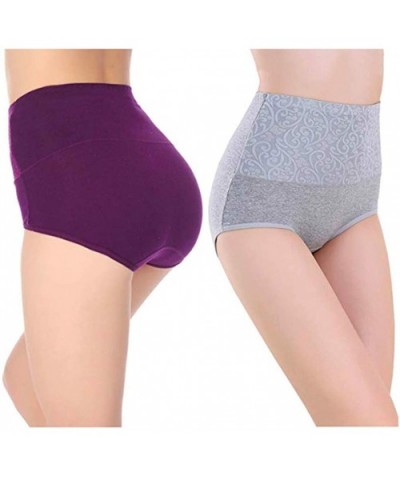 Underwear Women High Waist Full Coverage Ladies Briefs Cotton Tummy Control Panties C-Section Recovery - 6pack-style1 - CI18Z...