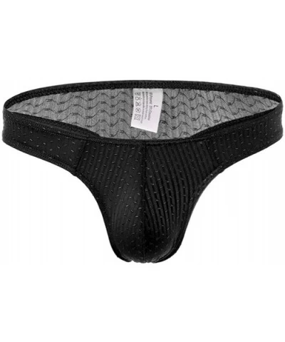 Men's Sexy Mesh Nylon Underwear Thongs Trunk - Black - CB18UZACA7E $12.56 G-Strings & Thongs