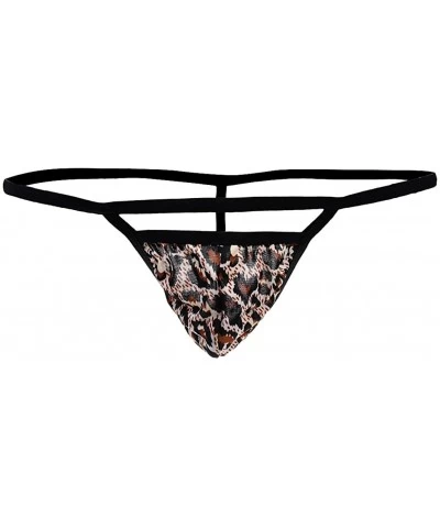 Men's G-String Leopard Print Mesh Pouch Thong Posing Strap Underwear Panty - C7199NLZOWY $19.13 G-Strings & Thongs