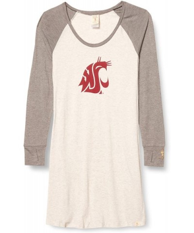 Women's Collegiate Long Sleeve Raglan Nightshirt with Thumbholes - Washington State Blue Heather Grey - CB12JBX31EZ $58.11 Ni...