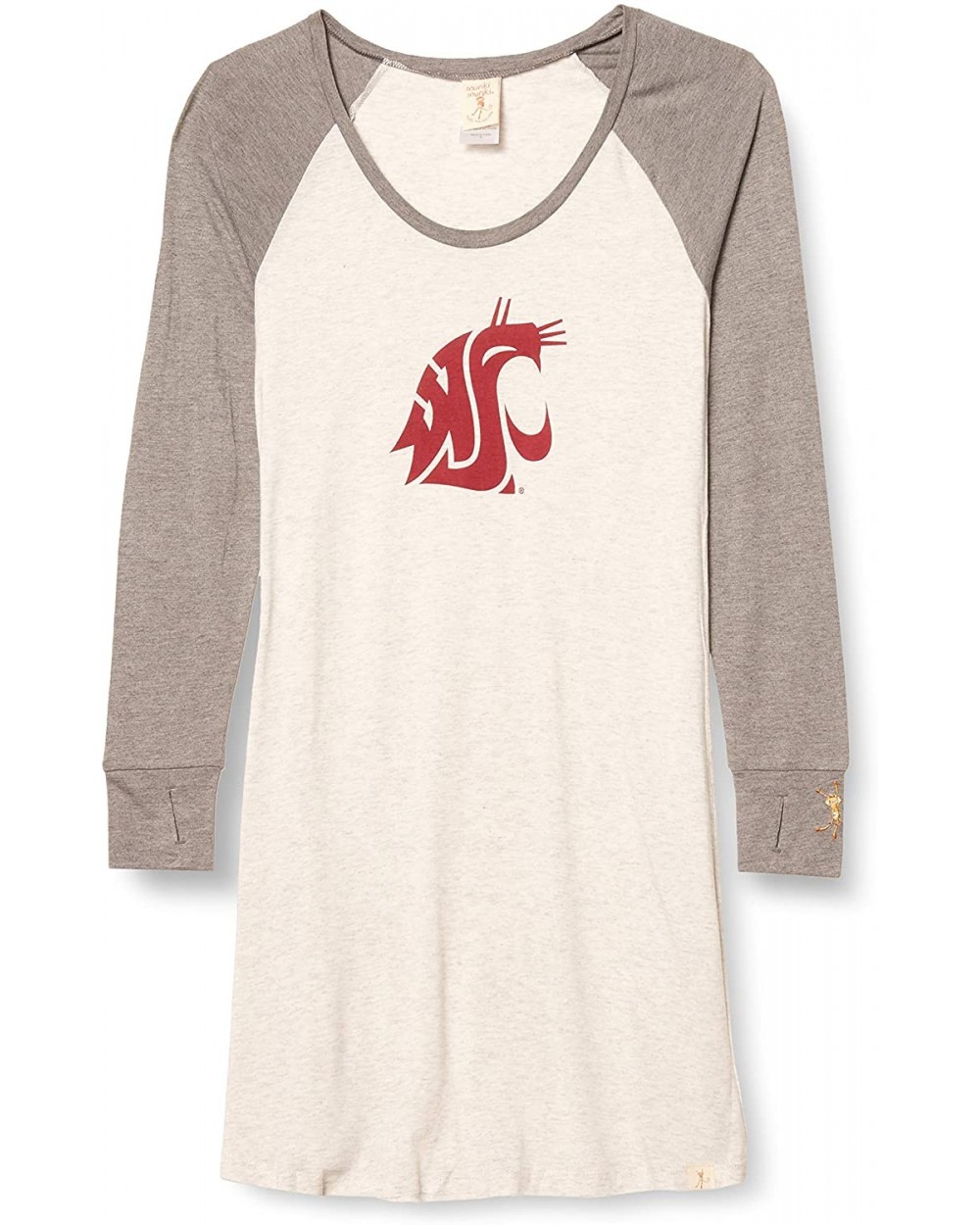 Women's Collegiate Long Sleeve Raglan Nightshirt with Thumbholes - Washington State Blue Heather Grey - CB12JBX31EZ $58.11 Ni...