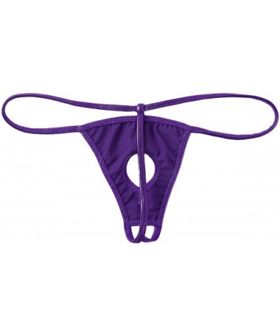 Mens Lingerie Low Rise Shiny Metallic G-String Thong Open Front T-Back Briefs Underwear - Purple - C319CSMNI2A $13.78 G-Strin...