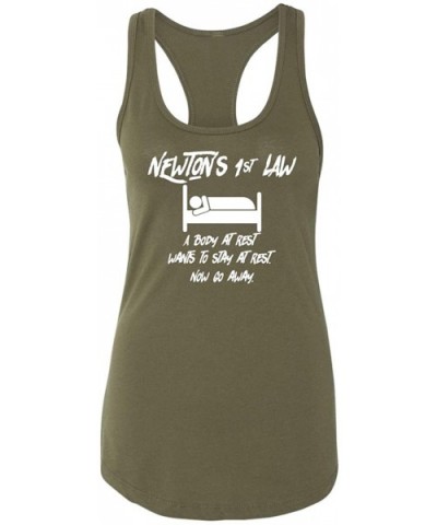 Ladies Newtons First Law Sleep Racerback - Military Green - CH18YG33RZM $18.54 Tops