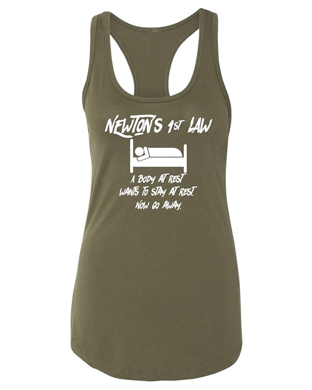 Ladies Newtons First Law Sleep Racerback - Military Green - CH18YG33RZM $18.54 Tops