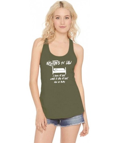 Ladies Newtons First Law Sleep Racerback - Military Green - CH18YG33RZM $18.54 Tops