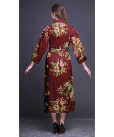 Printed Crossover Robes Bridesmaid Getting Ready Shirt Dresses Bathrobes for Women - Maroon - CT18T03O935 $76.72 Robes