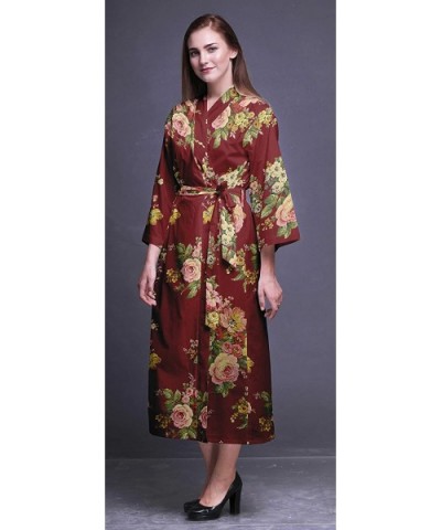 Printed Crossover Robes Bridesmaid Getting Ready Shirt Dresses Bathrobes for Women - Maroon - CT18T03O935 $76.72 Robes