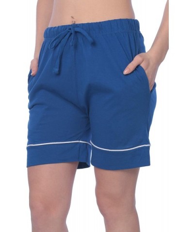 Women's Short Jersey Knit Pajama Lounge Pant Available in Plus Size - Solid Royal Blue - CC18RGCQAE9 $19.87 Bottoms