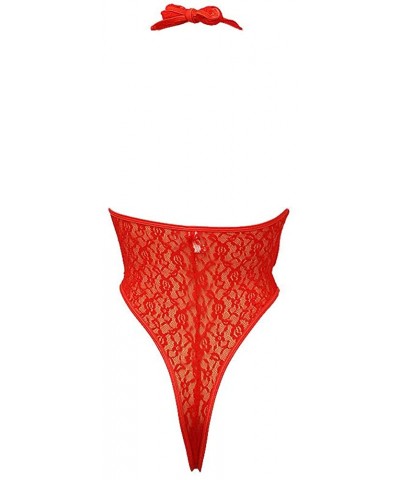 Very Dreamy Lace Teddy - Red - CK18WCCNNGE $36.54 Baby Dolls & Chemises