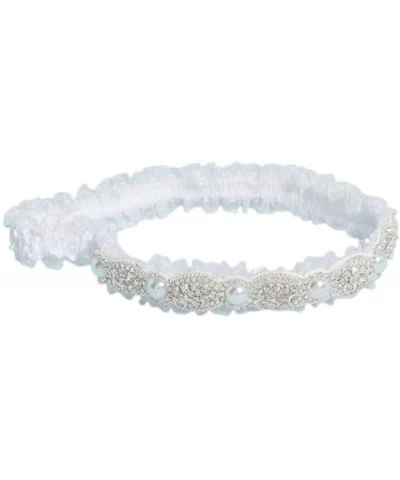 Pearl and Crystal Scalloped Garter with Tulle Trim Style NL41 - White - CH18TRL3O2M $39.33 Garters & Garter Belts