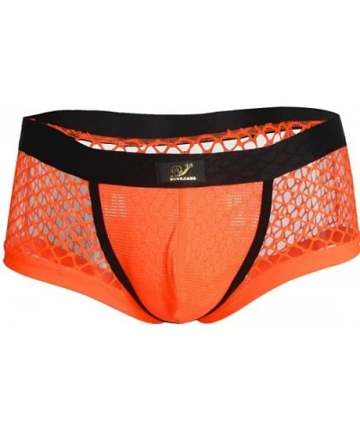 Men's Men's Openwork Mesh Fishnet Bikini Briefs Thong Underwear Swimwear - Orange - CT19CSAD4L9 $26.46 G-Strings & Thongs