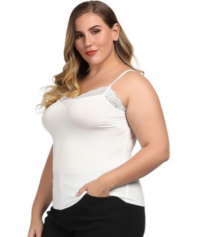 Women's Plus Size Stretch Chic Modal Jersey Camisole with Lace Trim - Ivory - CL18EQCNC90 $21.98 Camisoles & Tanks