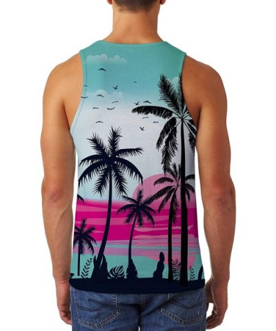 Mens Tank Top Casual 3D Printed Gym Workout Tanks Cool Sleeveless Graphic T-Shirts - A Cocount Tree - CV19887GNA9 $24.10 Unde...