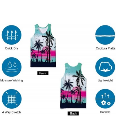 Mens Tank Top Casual 3D Printed Gym Workout Tanks Cool Sleeveless Graphic T-Shirts - A Cocount Tree - CV19887GNA9 $24.10 Unde...