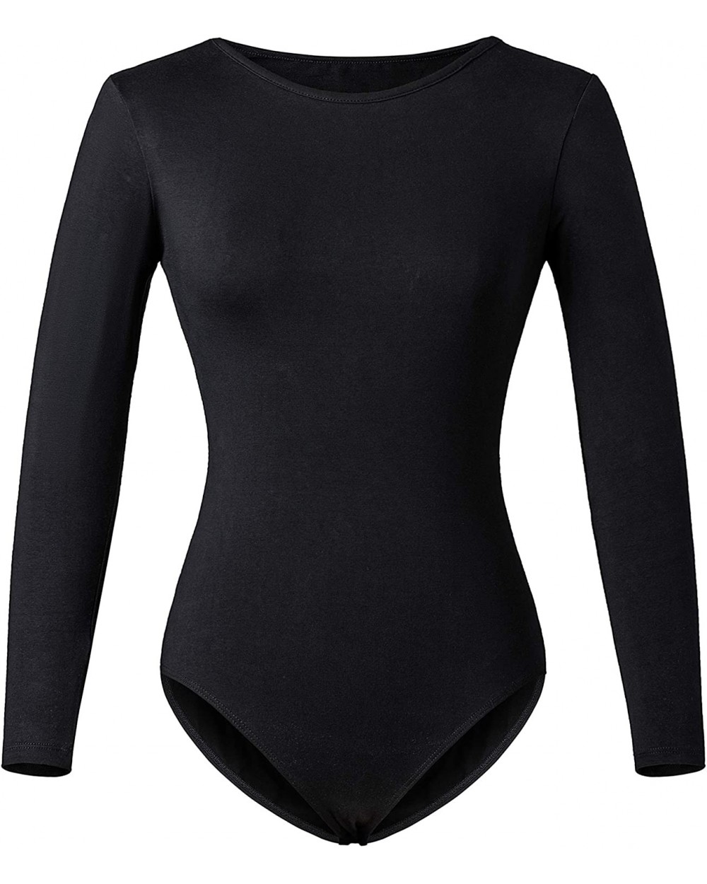 Women 's Long Sleeve Bodysuits Adult Basic Crew Neck- Black- Size Large - CW18WN5XL38 $25.36 Shapewear