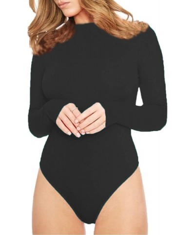 Women 's Long Sleeve Bodysuits Adult Basic Crew Neck- Black- Size Large - CW18WN5XL38 $25.36 Shapewear