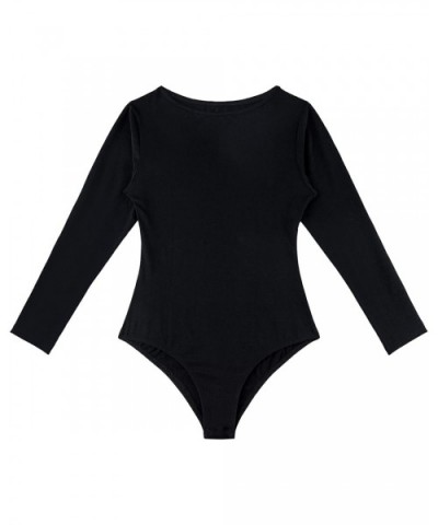 Women 's Long Sleeve Bodysuits Adult Basic Crew Neck- Black- Size Large - CW18WN5XL38 $25.36 Shapewear