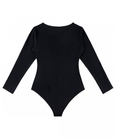 Women 's Long Sleeve Bodysuits Adult Basic Crew Neck- Black- Size Large - CW18WN5XL38 $25.36 Shapewear