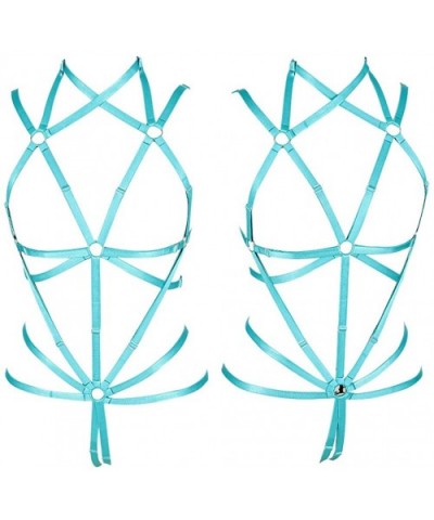 Women's Body Harness Bra Garter Soft Hollow Carnival Dance Accessories Punk Gothic Adjustable Belt(0008) - Jade Green - CQ18Z...