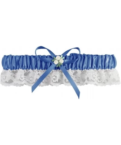 Satin Garter with Fabric Rosebud- Royal - Royal - C0125Q7FT8V $19.64 Garters & Garter Belts