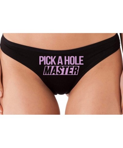 Pick A Hole Master Mouth Ass Pussy Slut Black Thong Underwear - Lavender - CM1963SLZ6T $23.35 Panties