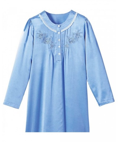 Brushed Satin Gown - Blue - CM1860ZCN7Z $56.86 Nightgowns & Sleepshirts