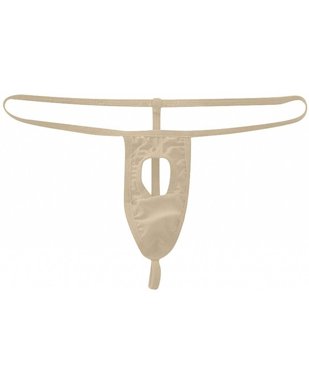 Men's Sexy Open Front Hole G String Thong Stretch Bikini Briefs Underwear - Khaki - CQ196HERKOC $13.56 G-Strings & Thongs