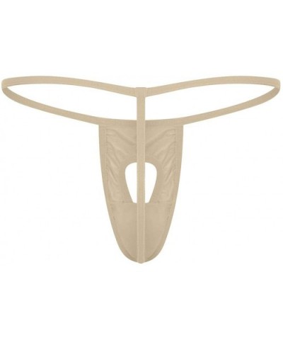 Men's Sexy Open Front Hole G String Thong Stretch Bikini Briefs Underwear - Khaki - CQ196HERKOC $13.56 G-Strings & Thongs