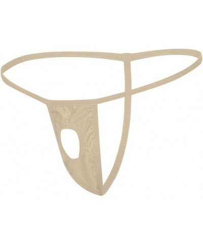 Men's Sexy Open Front Hole G String Thong Stretch Bikini Briefs Underwear - Khaki - CQ196HERKOC $13.56 G-Strings & Thongs