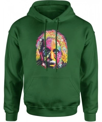 Neon Albert Einstein Unisex Adult Hoodie - Forest Green - CT18G7IMIDW $52.32 Camisoles & Tanks