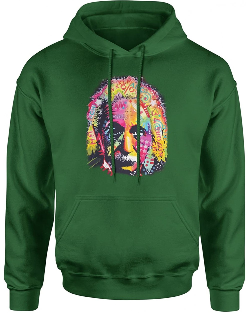 Neon Albert Einstein Unisex Adult Hoodie - Forest Green - CT18G7IMIDW $52.32 Camisoles & Tanks