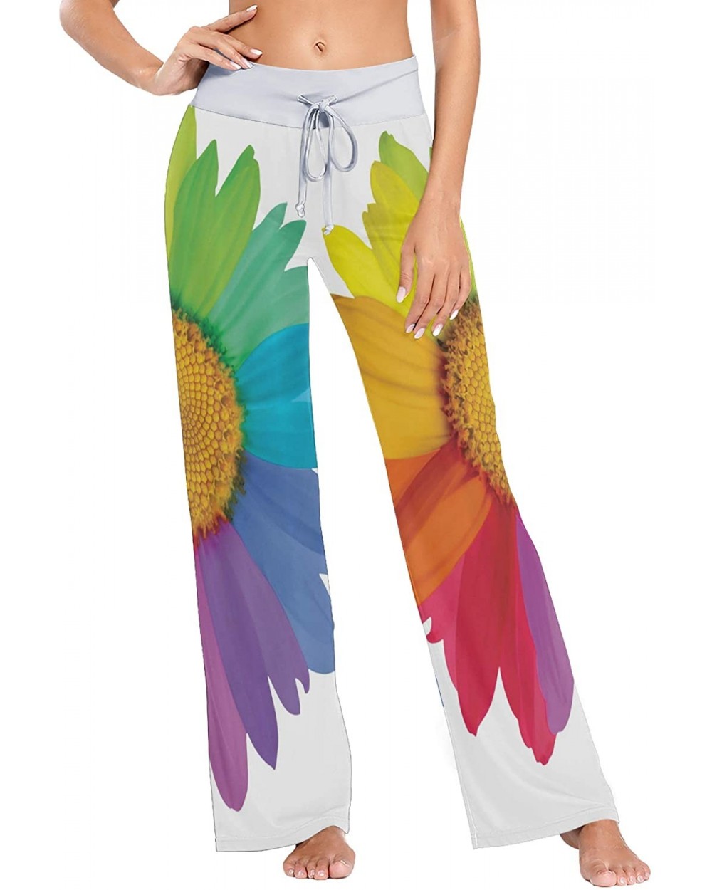 Women's Pajama Pants-Rainbow Colored Sunflower Drawstring Sleepwear Pants Lounge Yoga Pants Wide Leg Pants for All Seasons - ...