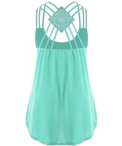 2020 Tank Tops for Women-Bandages Sleeveless Vest Sunflower Print Strappy High Low Notes Flowy Tunic - Green - C819DU52IS0 $2...