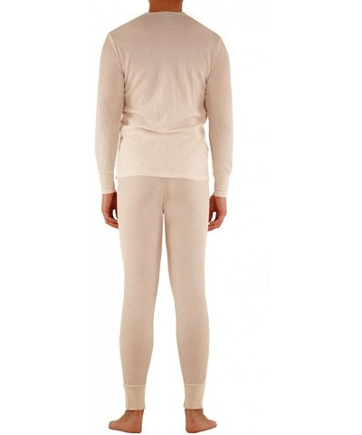 Men's Cotton Thermal Long Johns Underwear Two Piece Set - Off White - C218L2R83XM $31.88 Thermal Underwear