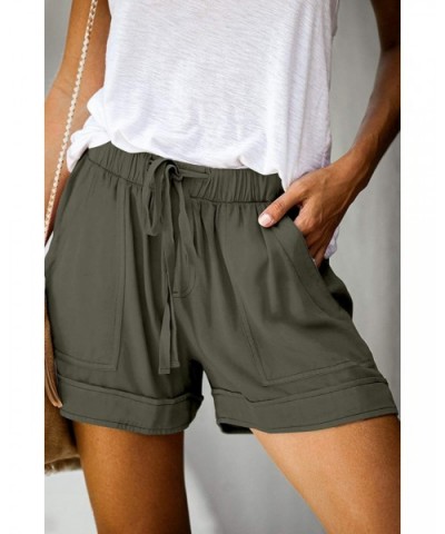 Womens Casual Drawstring Pocketed Shorts Summer Loose Athletic Sports Short Pants - A_green - CV19CMIUHLD $35.50 Sleep Bottoms