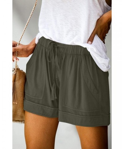 Womens Casual Drawstring Pocketed Shorts Summer Loose Athletic Sports Short Pants - A_green - CV19CMIUHLD $35.50 Sleep Bottoms