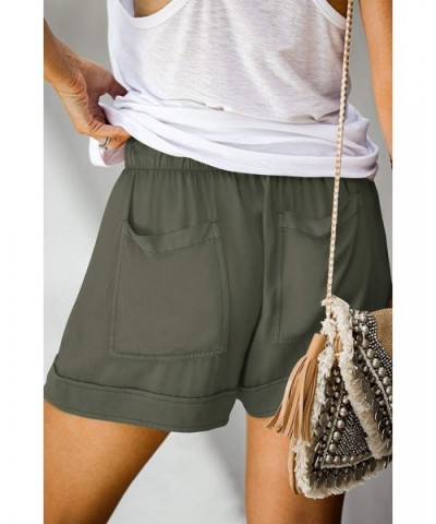 Womens Casual Drawstring Pocketed Shorts Summer Loose Athletic Sports Short Pants - A_green - CV19CMIUHLD $35.50 Sleep Bottoms