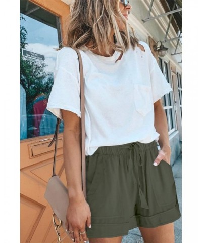 Womens Casual Drawstring Pocketed Shorts Summer Loose Athletic Sports Short Pants - A_green - CV19CMIUHLD $35.50 Sleep Bottoms