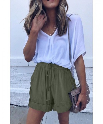 Womens Casual Drawstring Pocketed Shorts Summer Loose Athletic Sports Short Pants - A_green - CV19CMIUHLD $35.50 Sleep Bottoms