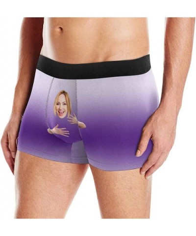 Personalized Face Man Boxer Briefs with Arms Hug on Black Gradient Background - Color12 - CS190KYXRCA $38.49 Boxer Briefs