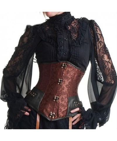 Women's Bustier Top Gothic Sexy Steampunk Underbust Corset Waist Cincher - F - CT18LSYNYCY $76.41 Bustiers & Corsets