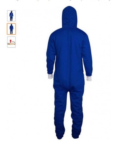 Men's One Piece Cosplay Siamese Pajamas Onesies Home Clothes Solid Color Conjoined Pajamas Men's Home Comfort Jumpsuit-Blue-M...