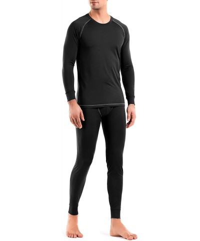 Men's Thermal Underwear Ultra Soft Brushed Thermal Pants Bottoms Long Johns and Top Quick Dry Base Layer Set - Black - Therma...