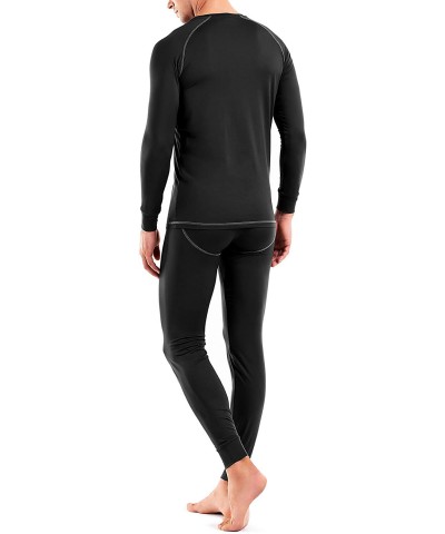 Men's Thermal Underwear Ultra Soft Brushed Thermal Pants Bottoms Long Johns and Top Quick Dry Base Layer Set - Black - Therma...