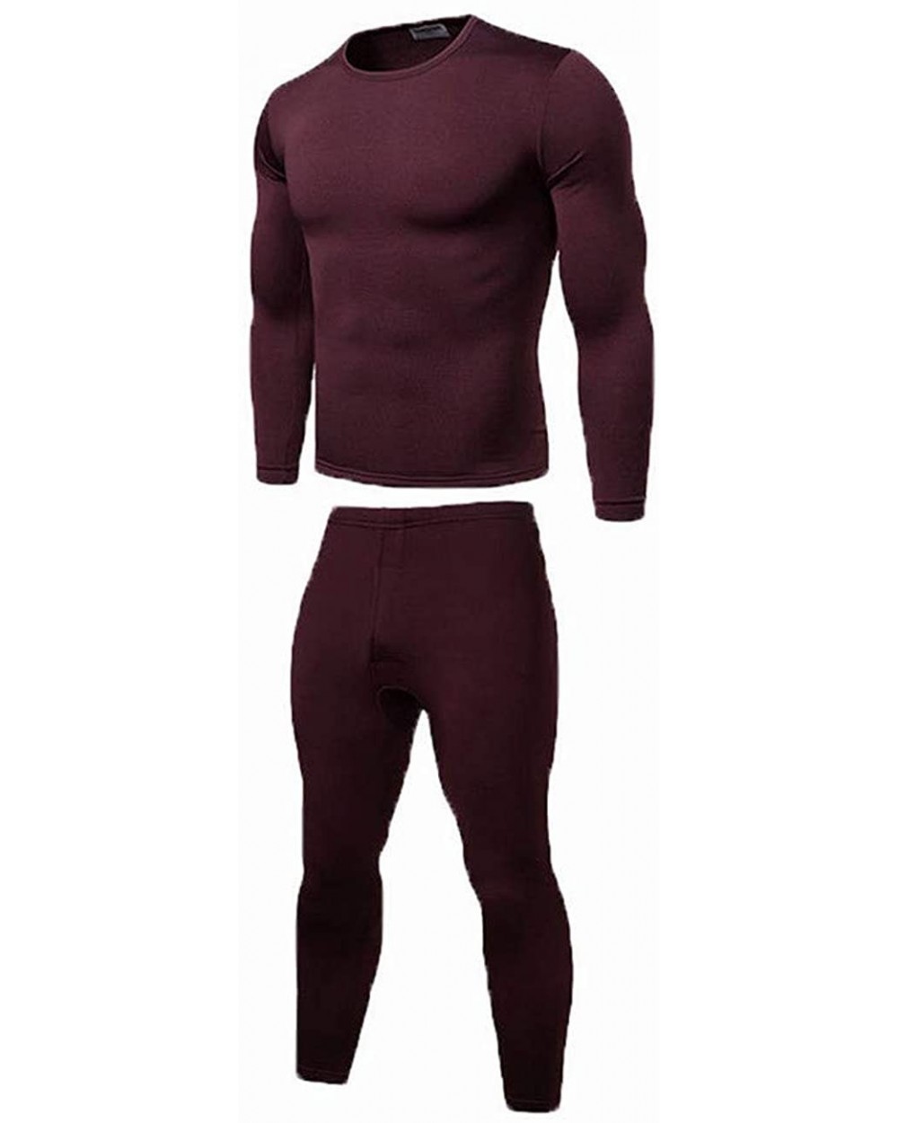 Thick Thermal 2Pcs Set Men Winter Warm Velvet Inner Wear Thermal Underwear Long Pajama Set - Red - CM18A8NRNMG $38.22 Sleep Sets