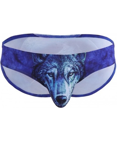 Mens Wolf Leopard Printed 3D Pouch Bikini Briefs Trunks Bottoms Lingerie Underwear - Blue - CQ19DC3K35N $24.42 Bikinis