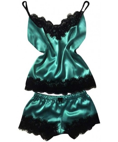 New Sexy Lace Satin Sleepwear Lingerie Temptation Babydoll Underwear Nightdress - Blue - CJ195AQQHDH $14.05 Bustiers & Corsets