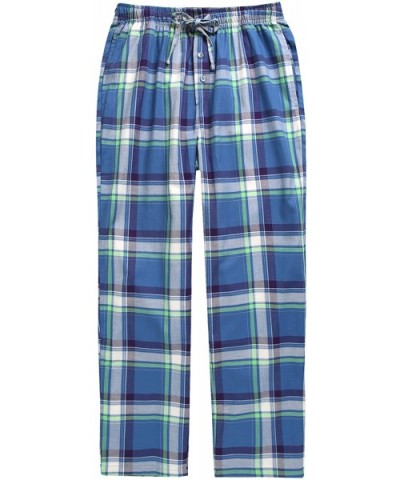 Cotton Lounge Pants for Men - 100% Soft Cotton Plaid Check Lounger Sleeping Pajama Pants with Pockets and Button Fly - A-pmsb...