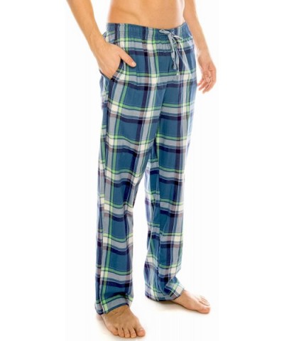 Cotton Lounge Pants for Men - 100% Soft Cotton Plaid Check Lounger Sleeping Pajama Pants with Pockets and Button Fly - A-pmsb...